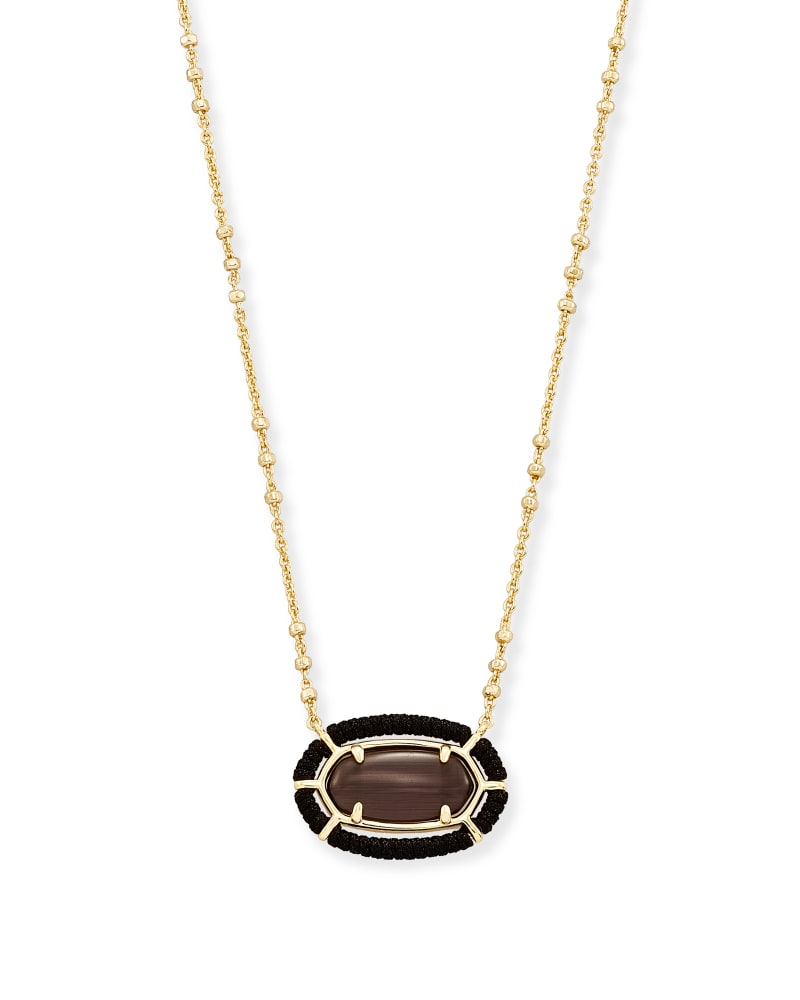 Threaded Elisa Gold Pendant Necklace in Black Cat's Eye image number 0